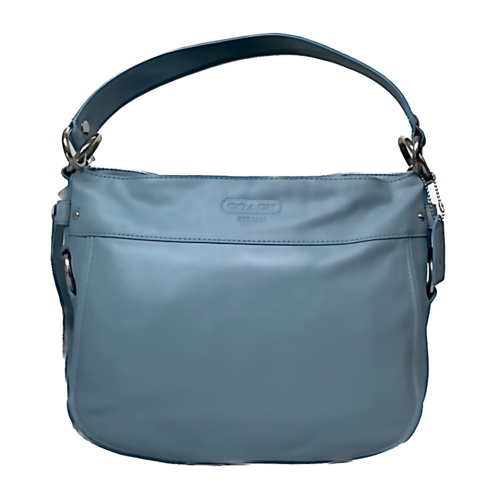 AUTHENTIC Coach Zoe Light Metallic Blue Silver Hardware Leather Hobo Bag (NWOT)